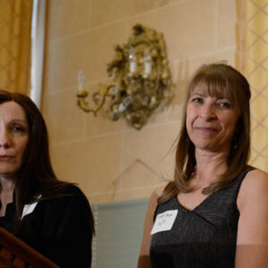 Faye Thomson and Odette Heyn accept the Investors Group Making a Difference Award.